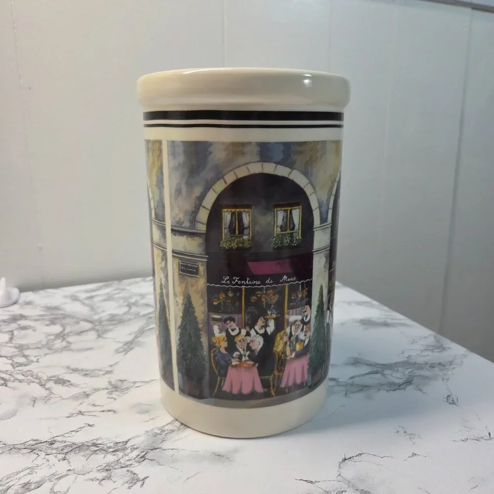 California Pantry Paris Cafe Classic Ceramic Utensil Holder Wine Chiller Cooler - Picture 2 of 9